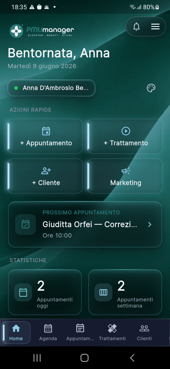 Home e agenda PMUmanager